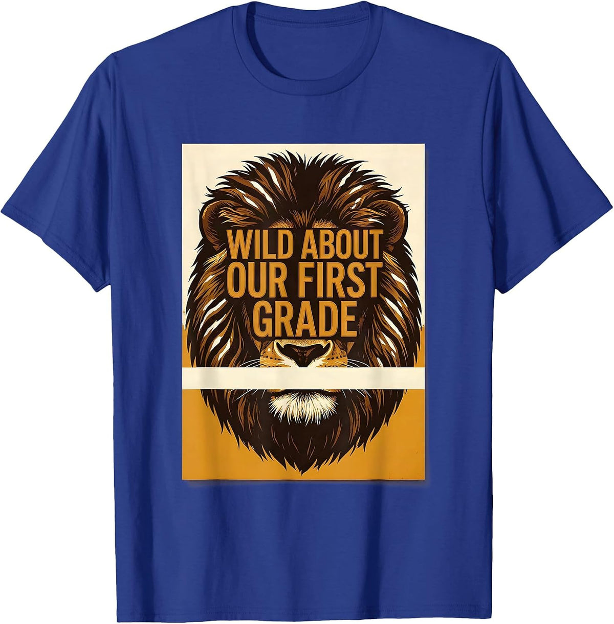 Wild About Our First Grade Animal Print Teacher Student Back T-Shirt - Royal Blue