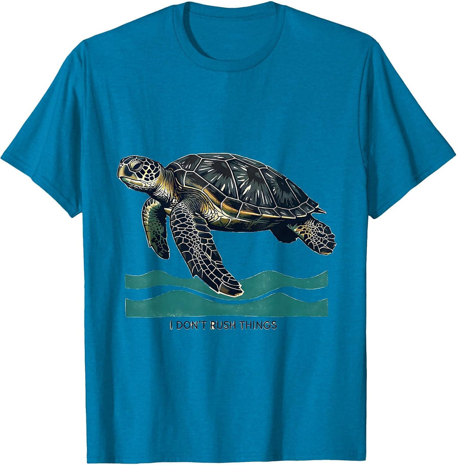 I Don't Rush Things Funny Sea Turtle Lover Humor T-Shirt - Sapphire Blue