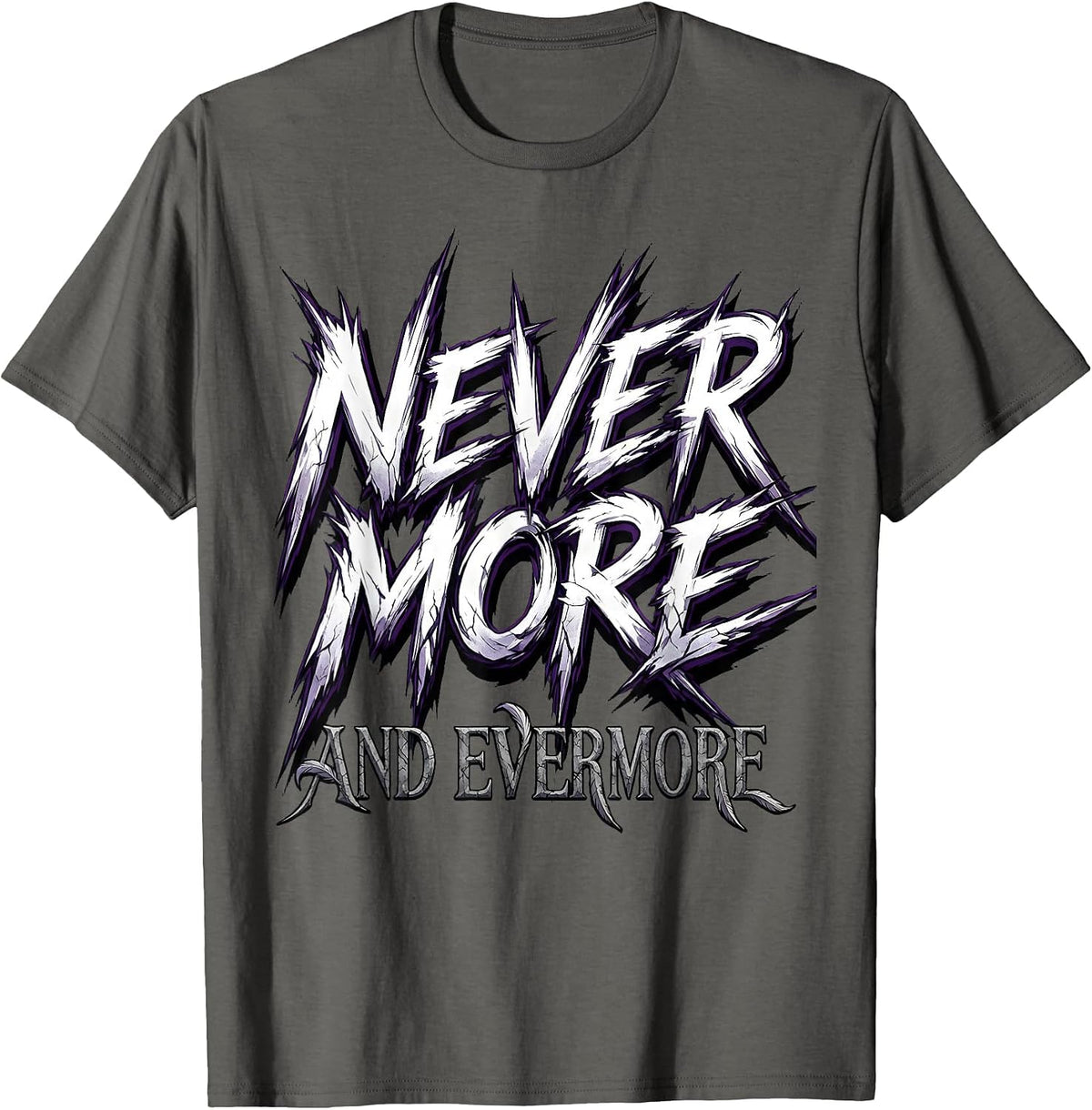 Men's Nevermore Evermore Gothic Raven Halloween Design T-Shirt - Asphalt Grey