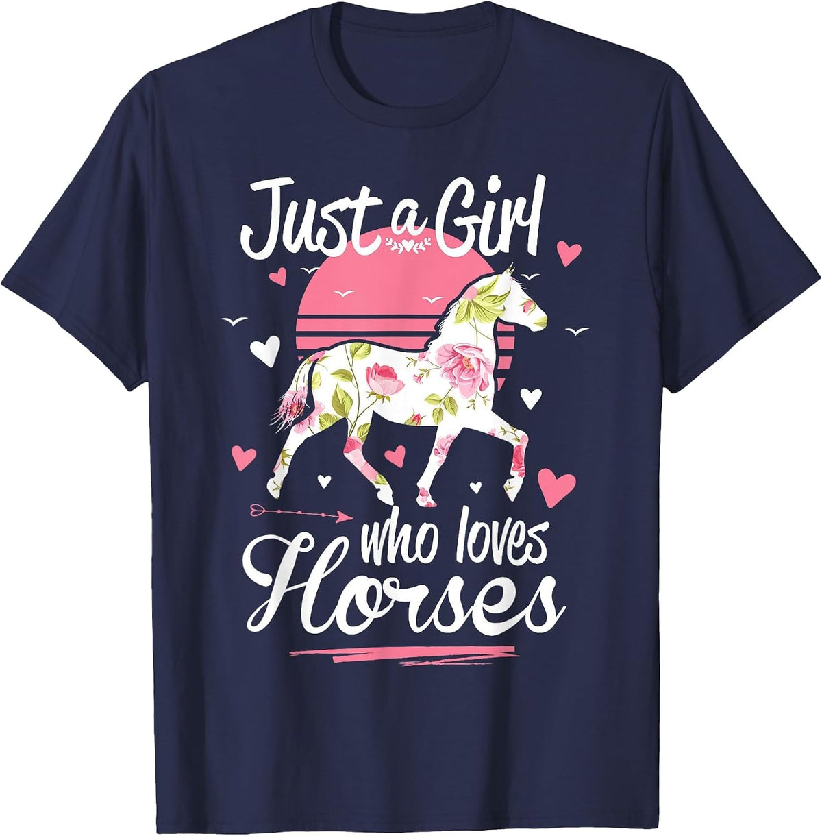 Just A Girl Who Loves Horses Shirt Vintage T-Shirt - Navy Blue