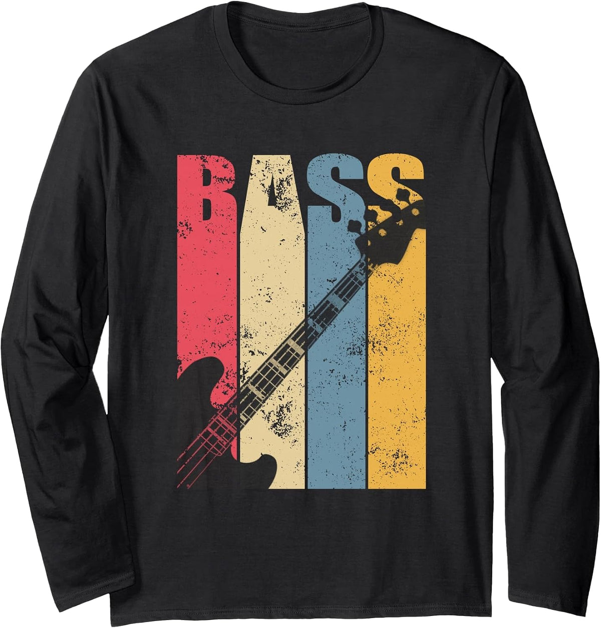 Vintage Bass Guitar Long Sleeve T-Shirt Long Sleeve T-Shirt - Adult Unisex Black