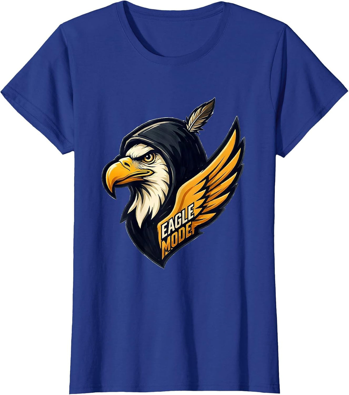 Women's Eagle Mode Playful Bald Eagle Mascot Fan Pride Family T-Shirt - Royal Blue