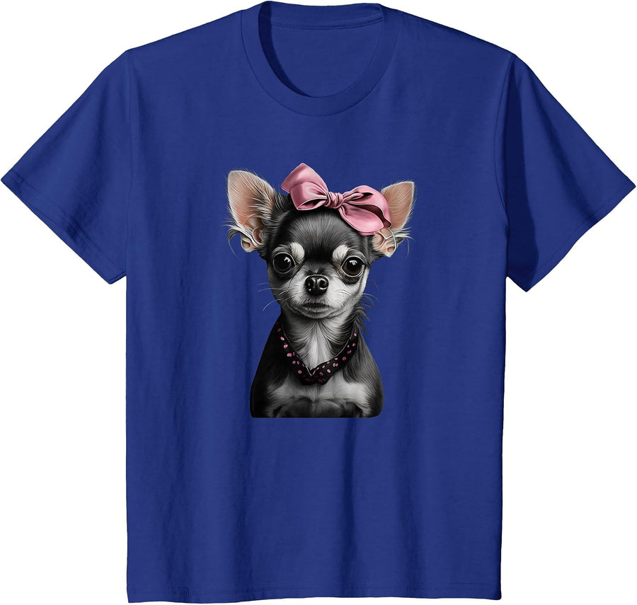 Chihuahua with Bow T-Shirt - Royal Blue