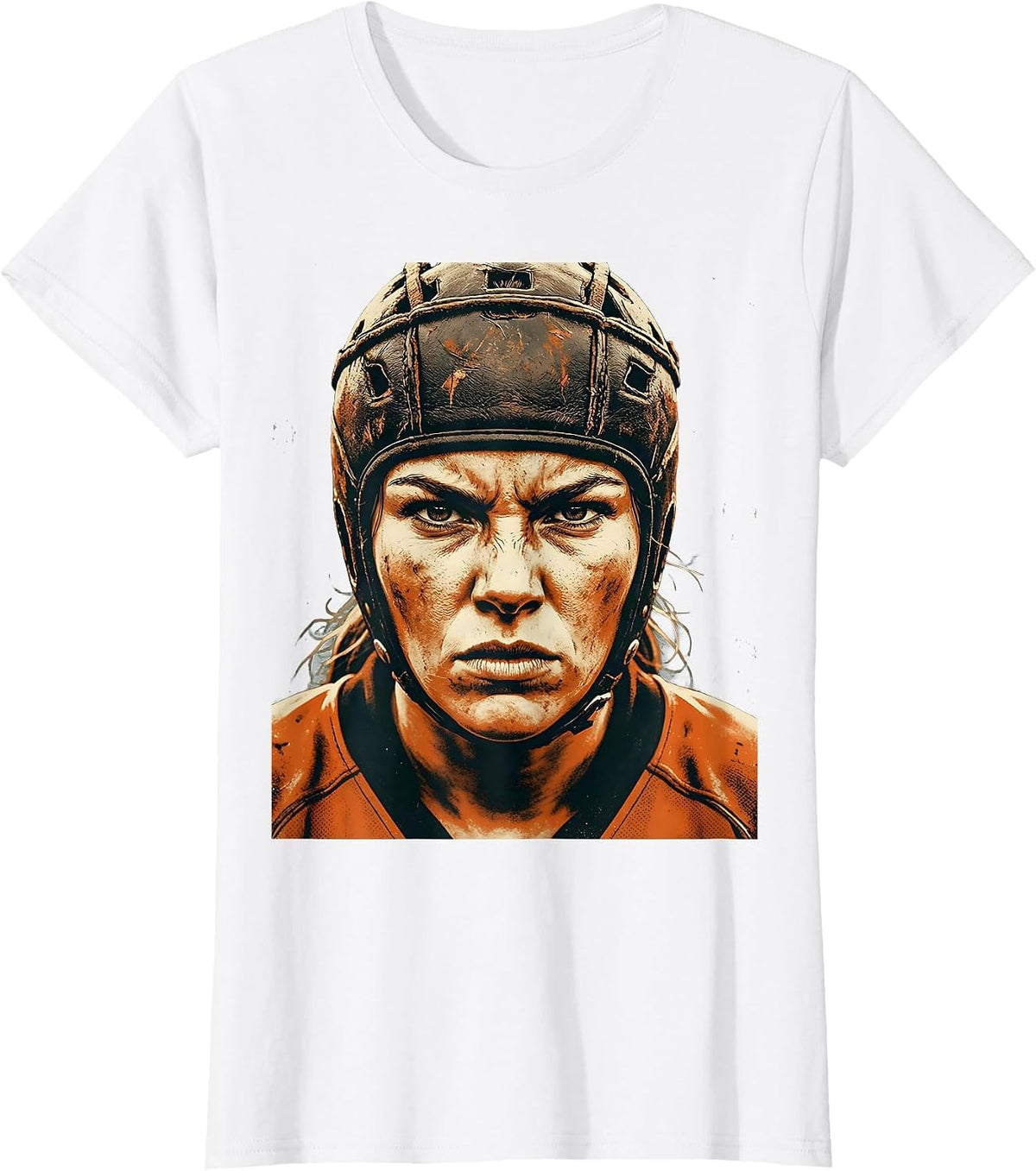 Rugby Player Focused Headguard Illustration T-Shirt - White