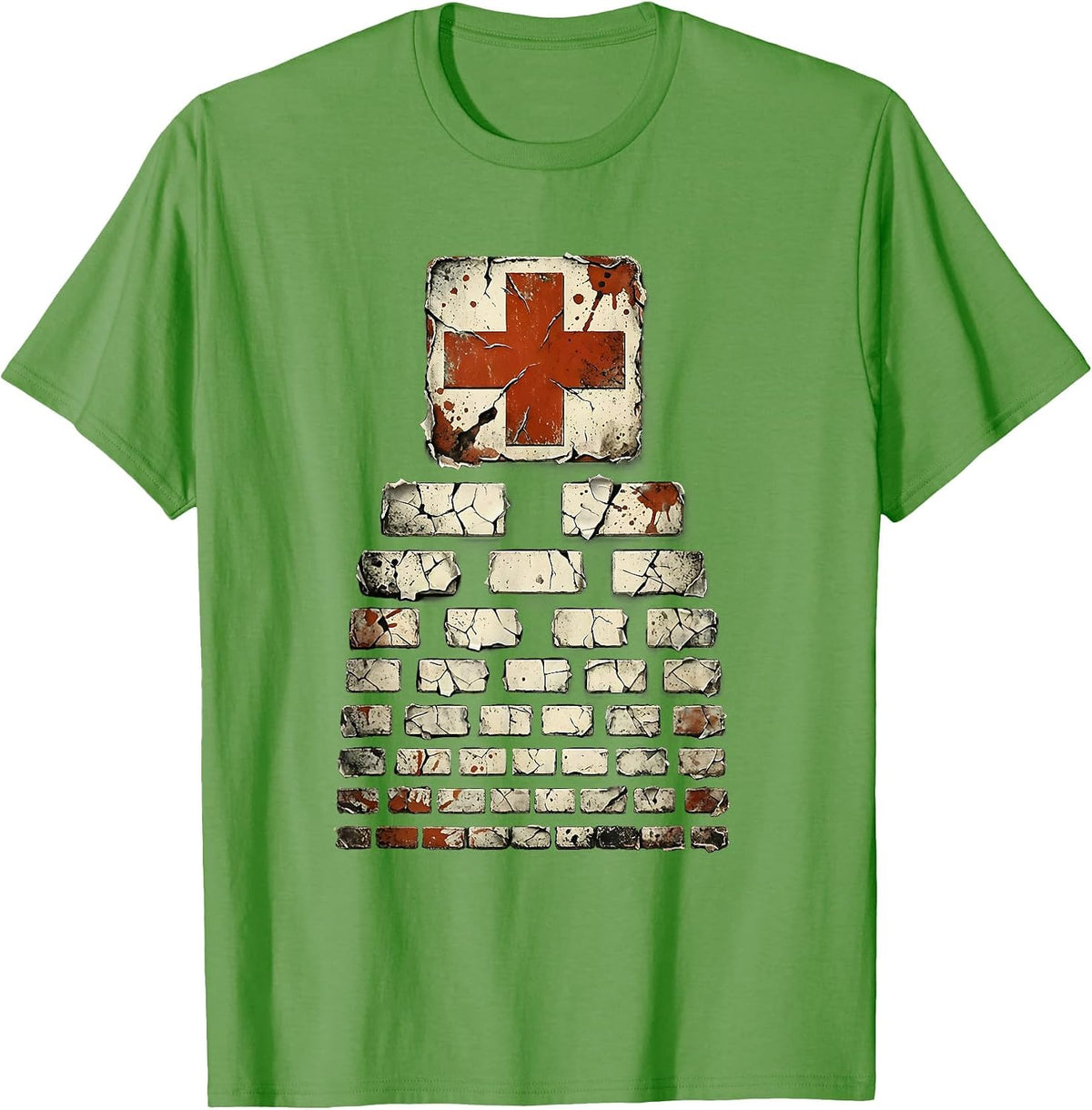 Men's School Nurse Eye Chart Graphic Design T-Shirt - Grass Green