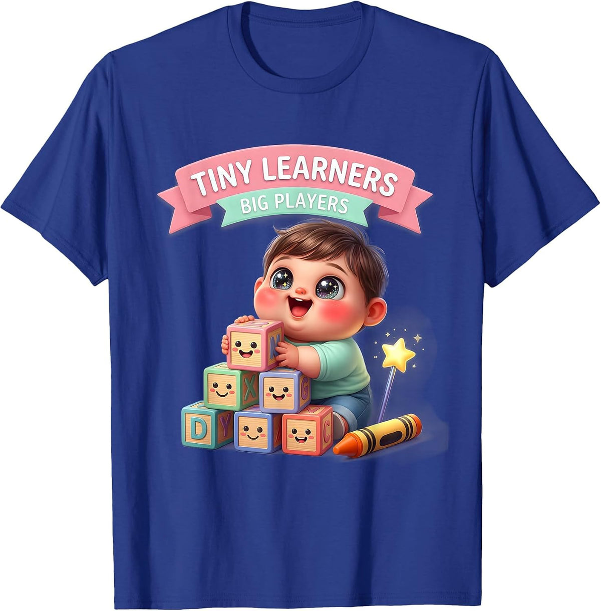 Tiny Learners Big Players Teacher Design T-Shirt - Royal Blue