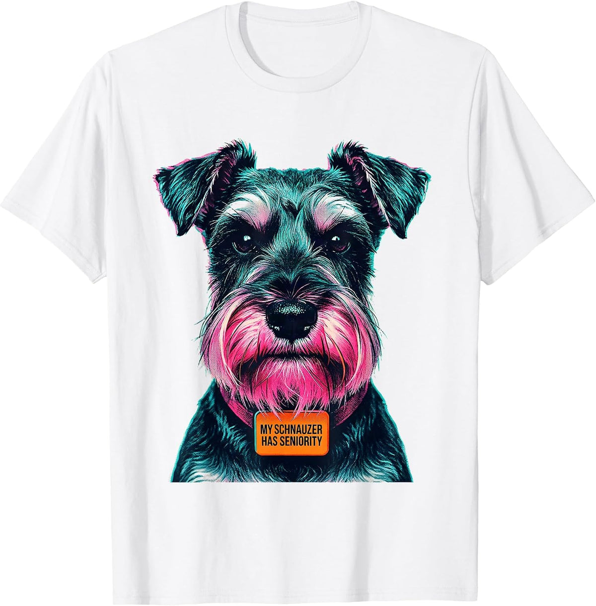 Men's My Schnauzer Has Seniority Funny Miniature Schnauzer Lover T-Shirt - White
