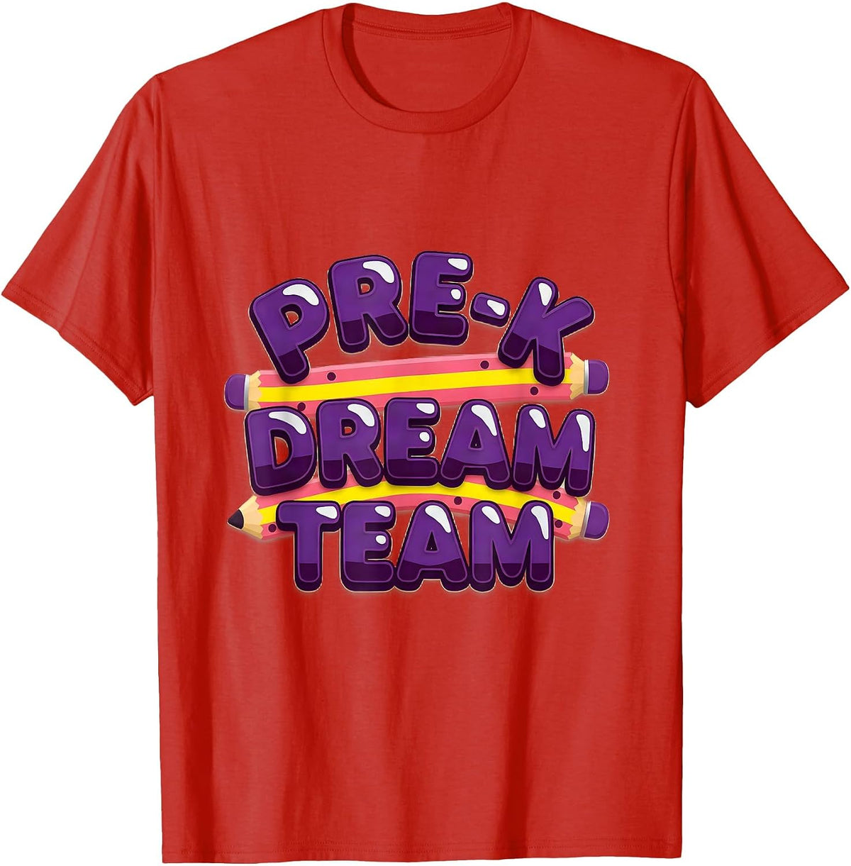 Men's Pre-K Dream Team Cheerful Preschool Teacher Back To School T-Shirt - Red