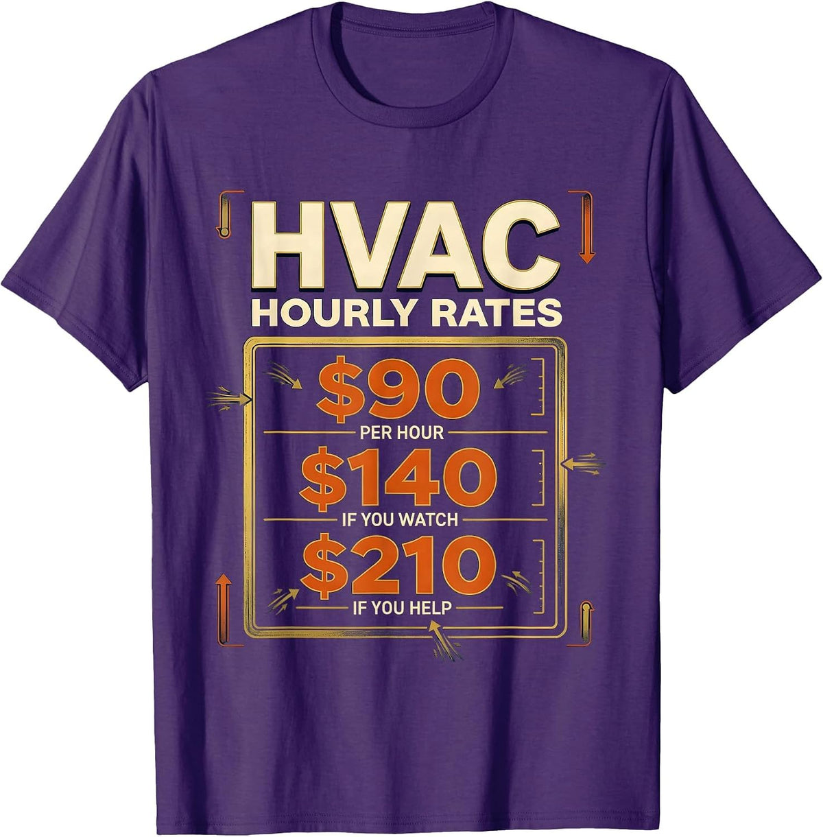 HVAC Hourly Rates Funny Trade Humor T-Shirt - Purple
