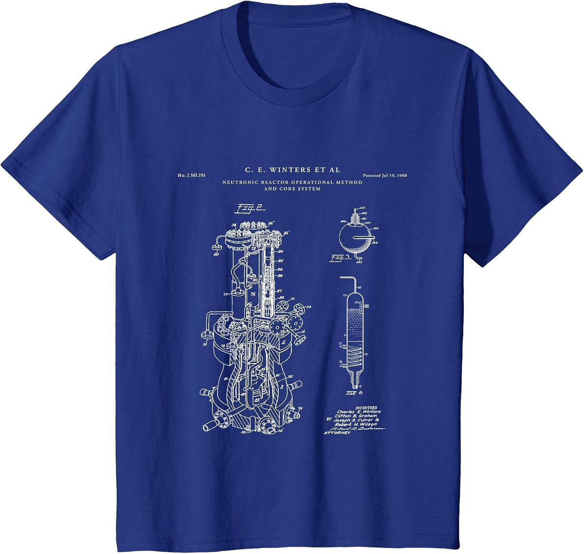 Nuclear Reactor Patent - Physics T-Shirt - Royal Blue