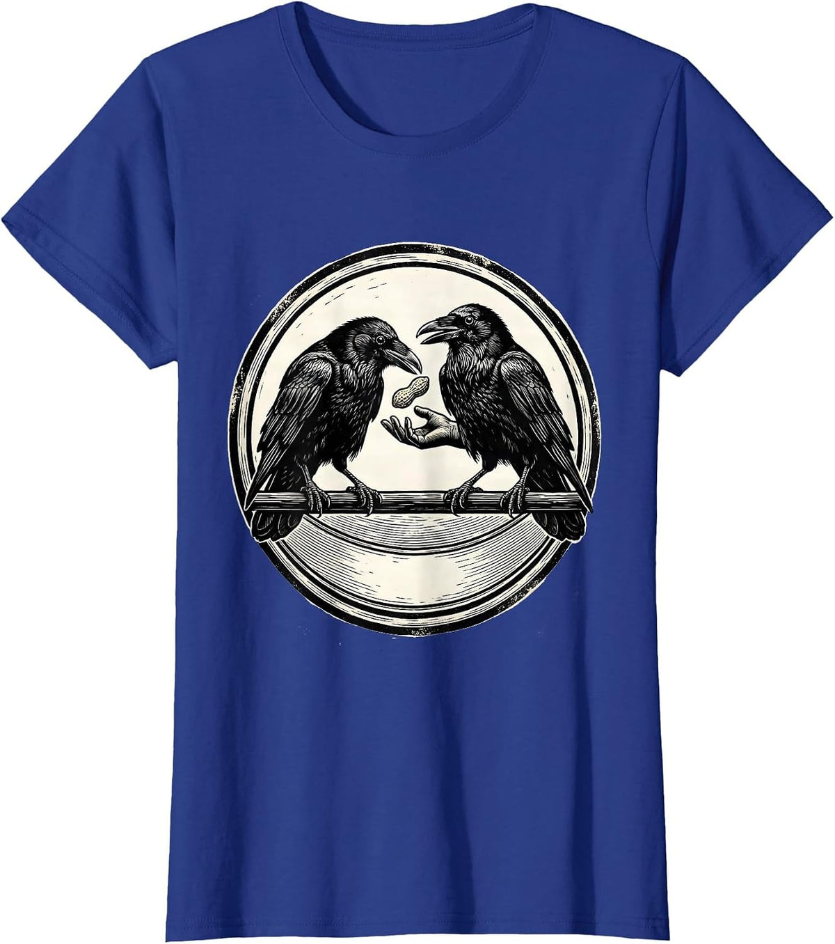 Women's Engraved Crows Dark Humor Gothic Bird Lover T-Shirt - Royal Blue