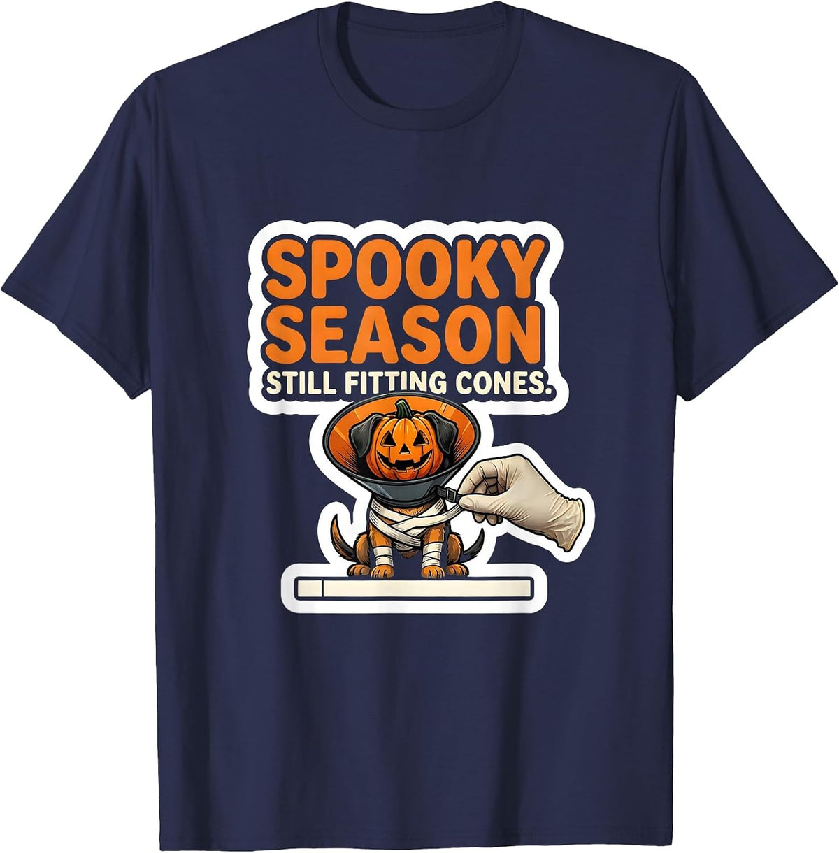 Spooky Season, Still Fitting Cones Funny Vet Tech Veterinary T-Shirt - Navy Blue