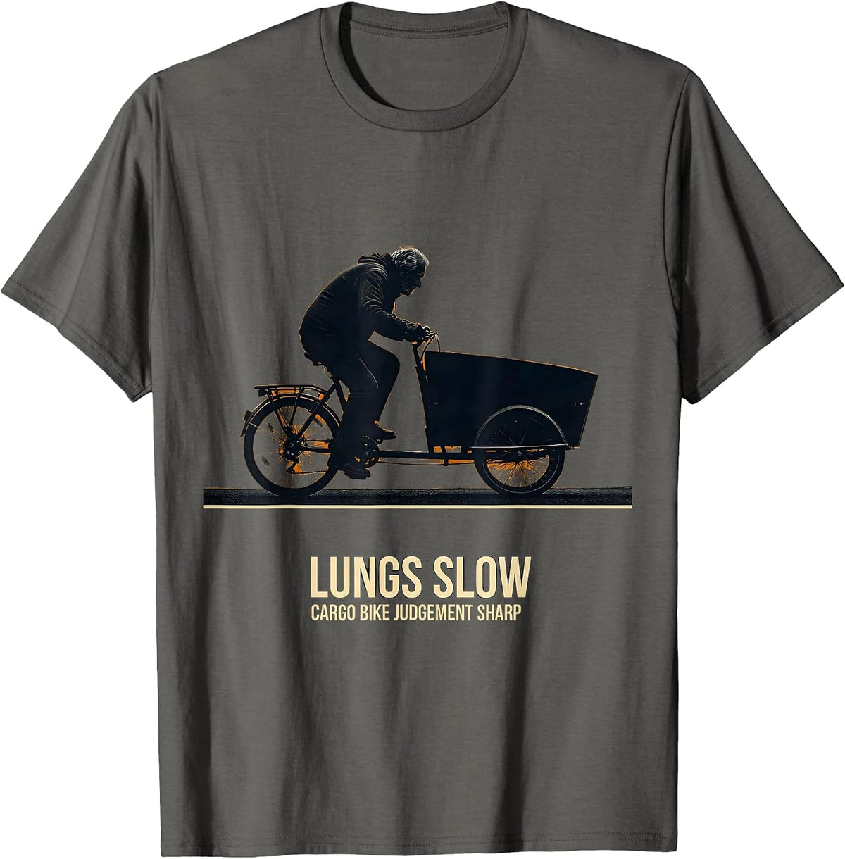 Men's Lungs Slow Cargo Bike Judgement Sharp Funny Cycling Gift T-Shirt - Asphalt Grey