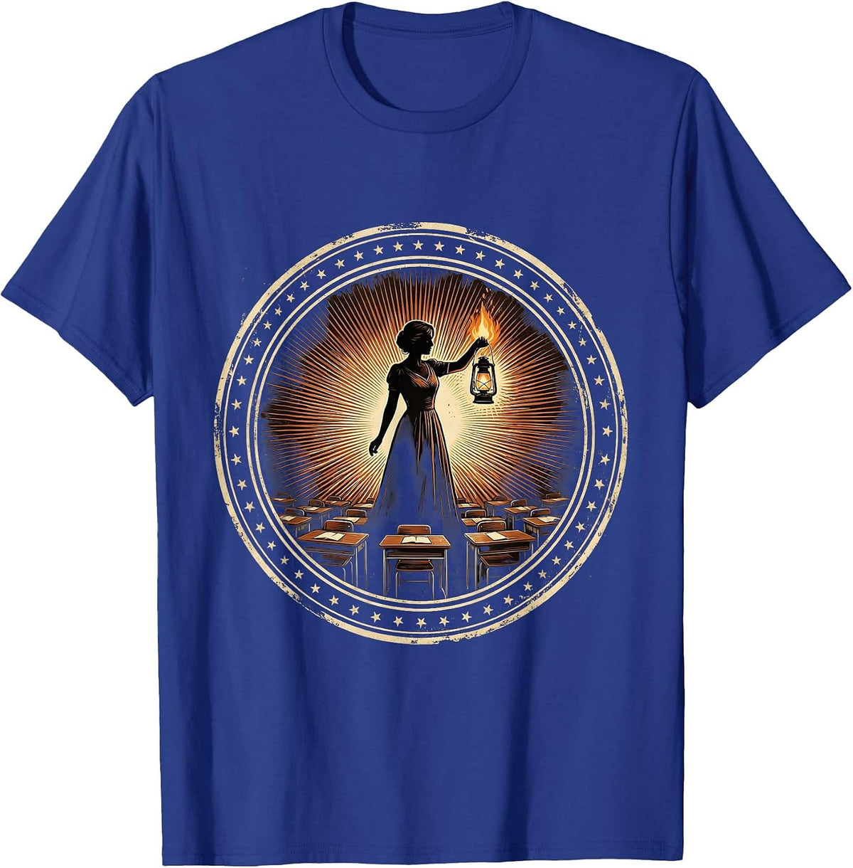 Elementary Teacher Lantern Classroom Illustration T-Shirt - Royal Blue