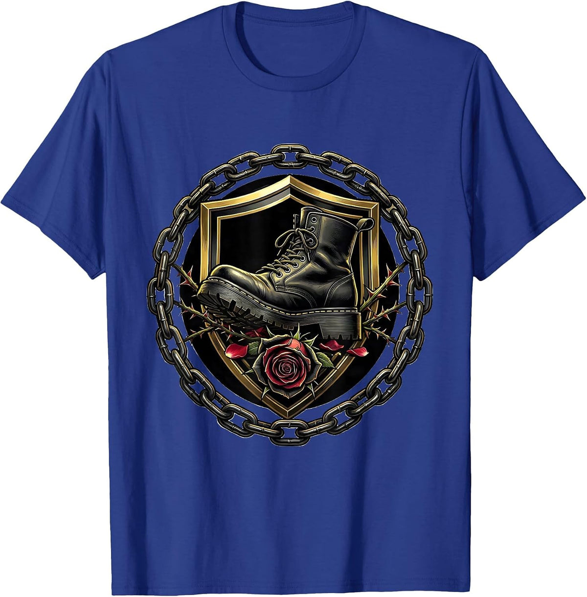 Men's Heavy Boot Crushing Rose Rock Graphic T-Shirt - Royal Blue