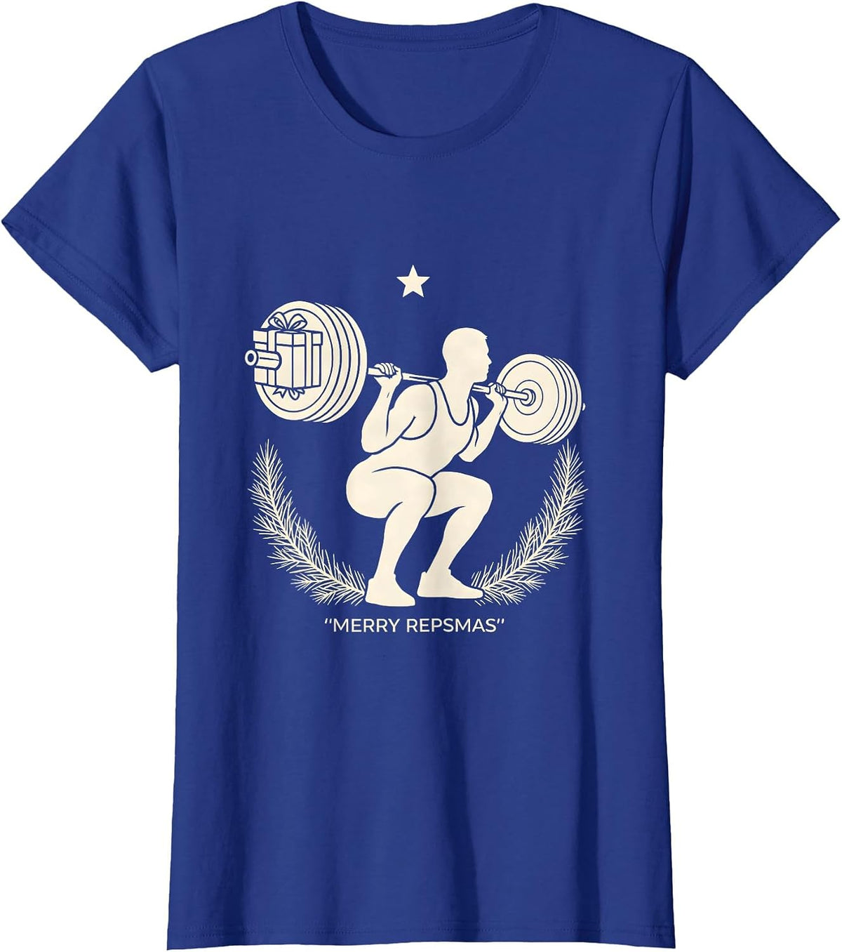 Women's Merry Repsmas Funny Lifter Gift Gym Workout Christmas T-Shirt - Royal Blue