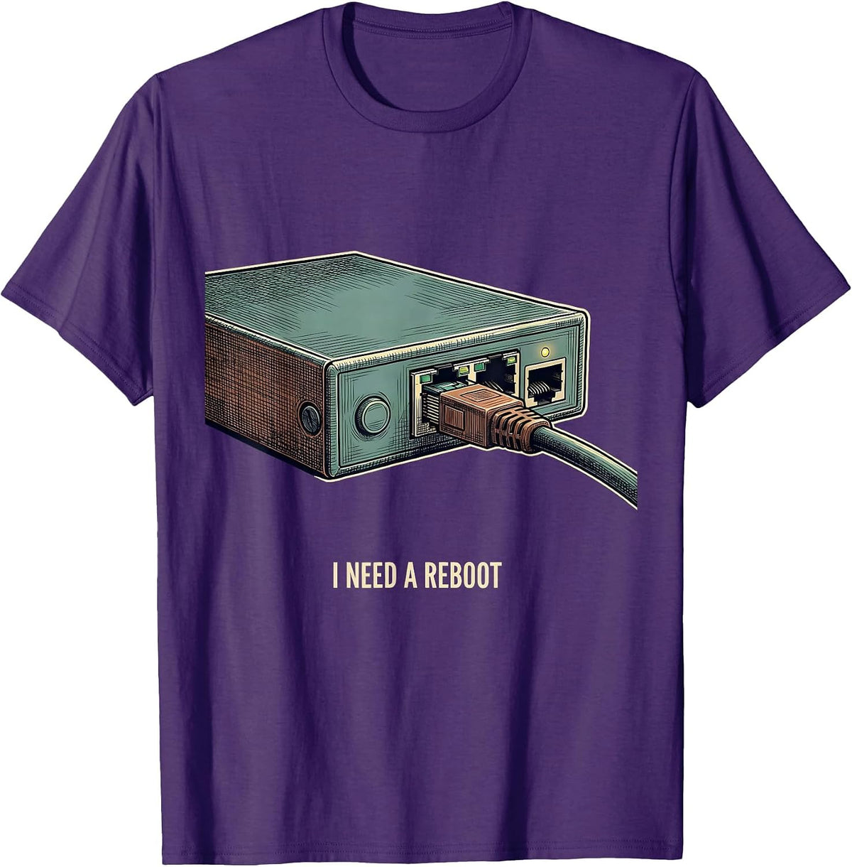 Men's I NEED A REBOOT Vintage Sarcastic Skilled Trades Tech Worker T-Shirt - Purple