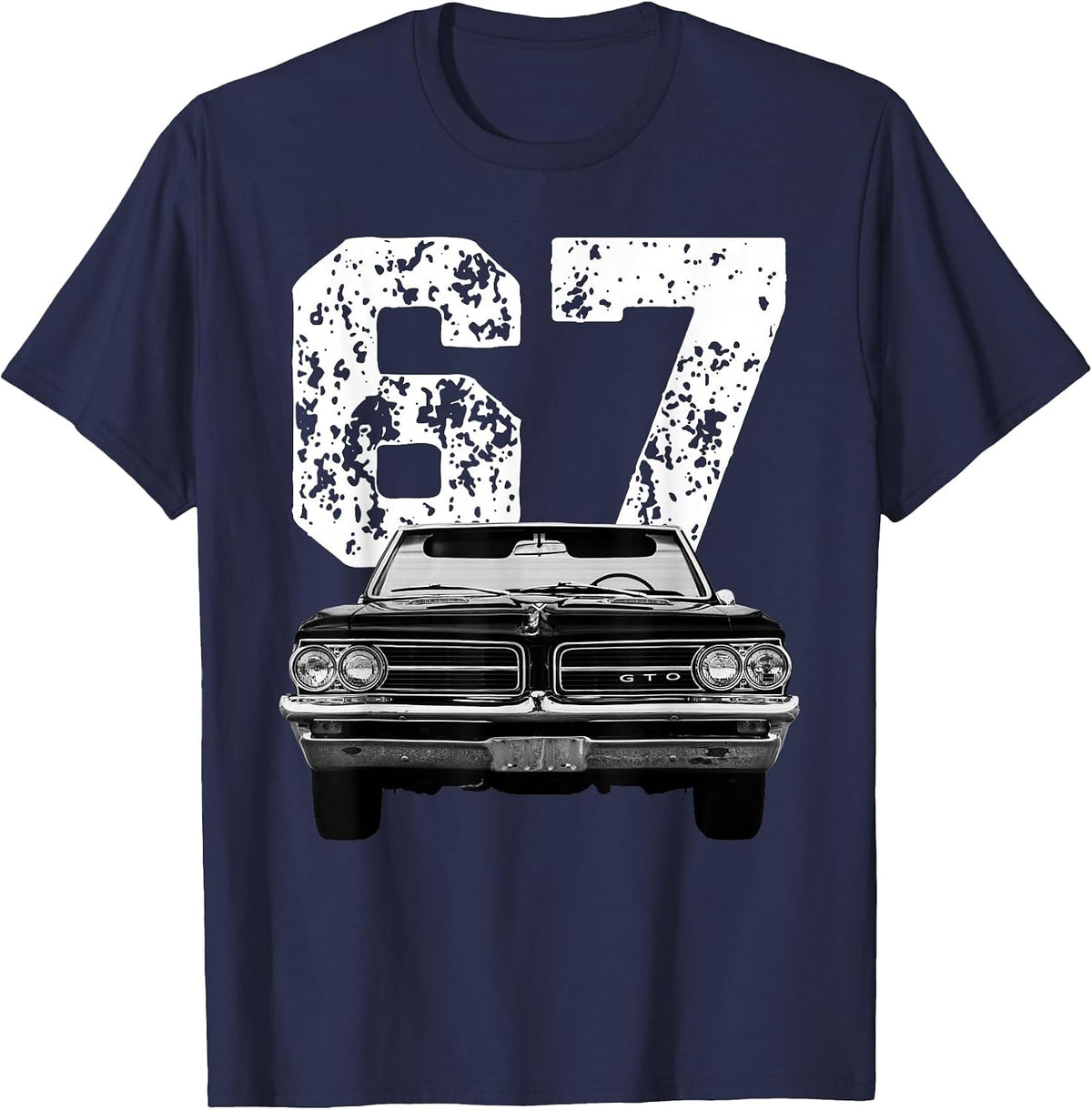 1967 67 GTO Classic Car Old School Muscle Car Birthday Retro T-Shirt - Navy Blue