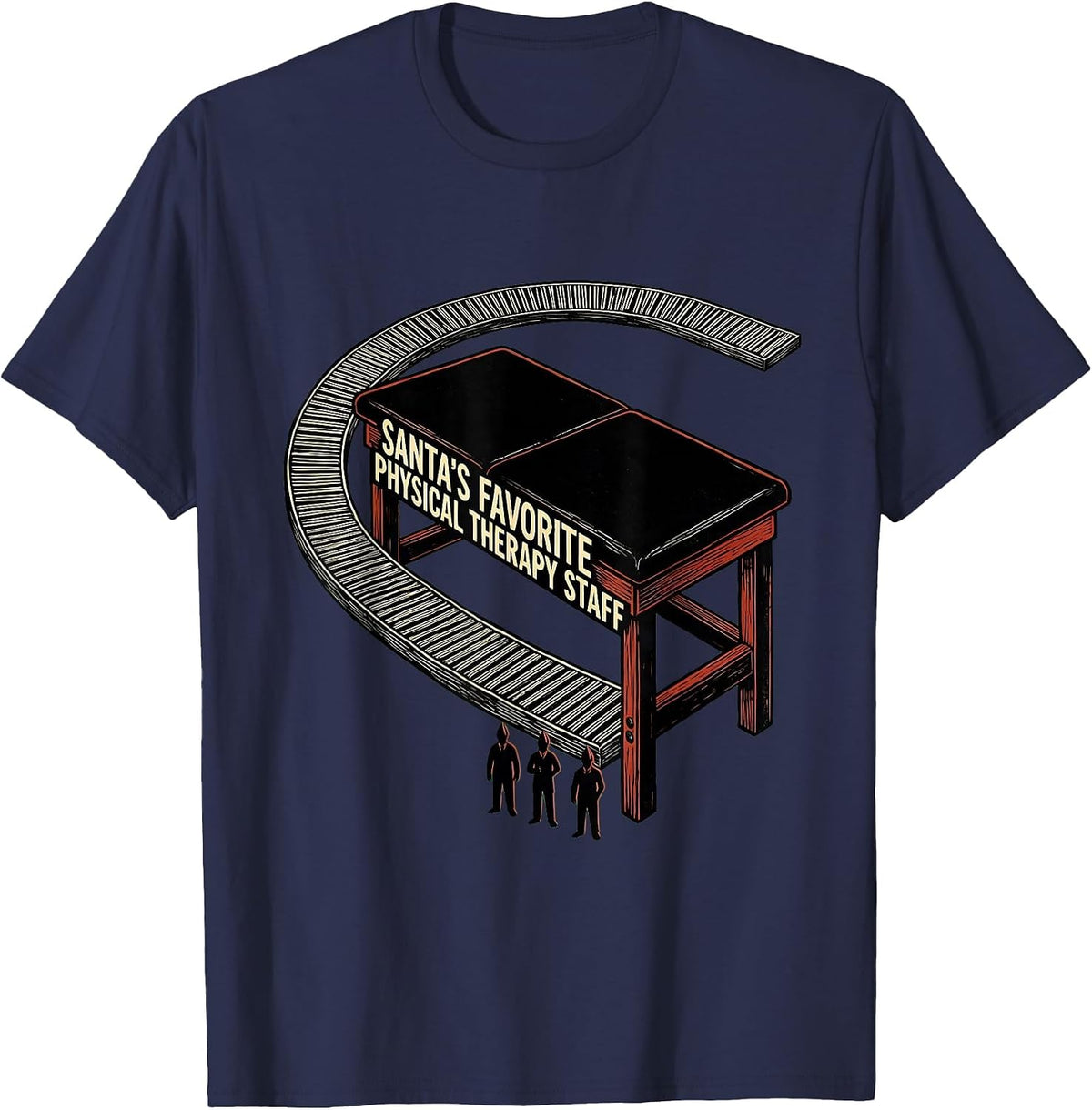 Men's Santa's Favorite Physical Therapy Staff Funny PT Gift T-Shirt - Navy Blue