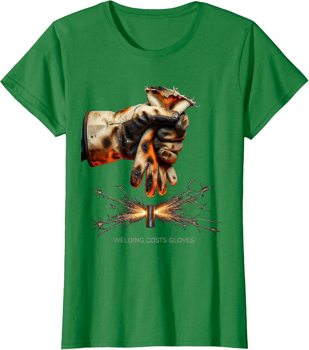 Women's Welding Costs Gloves Funny Welder Skeleton Humor Metal T-Shirt - Kelly Green
