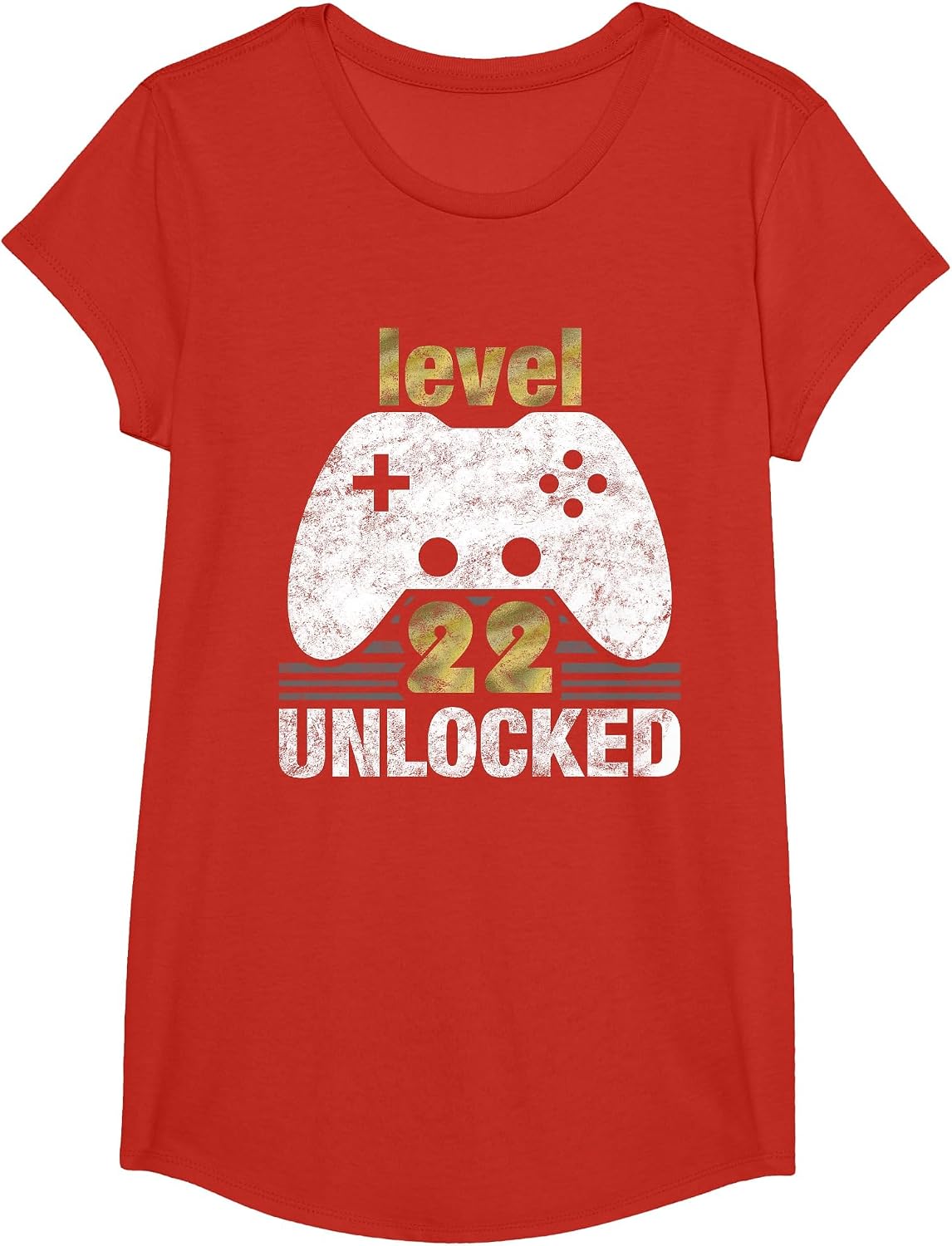 Level 22 Unlocked 22nd Birthday Gamer Men T-Shirt - Girls Red