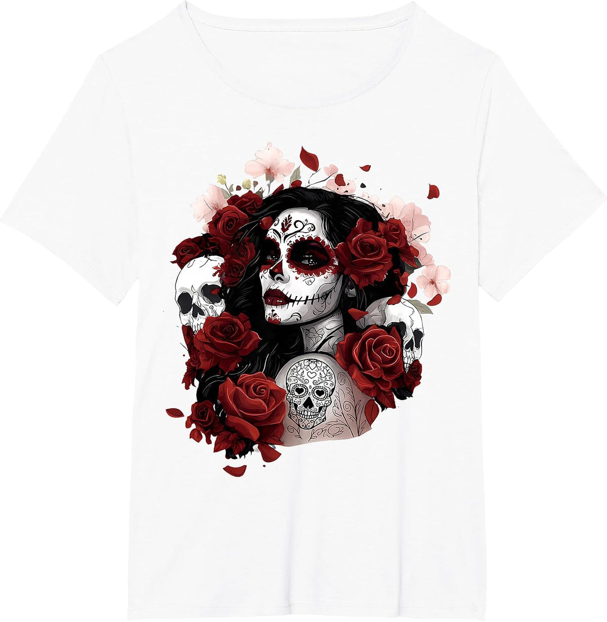 Dia De Los Muertos Mexican Day of the Dead Sugar Skull T-Shirt - White
