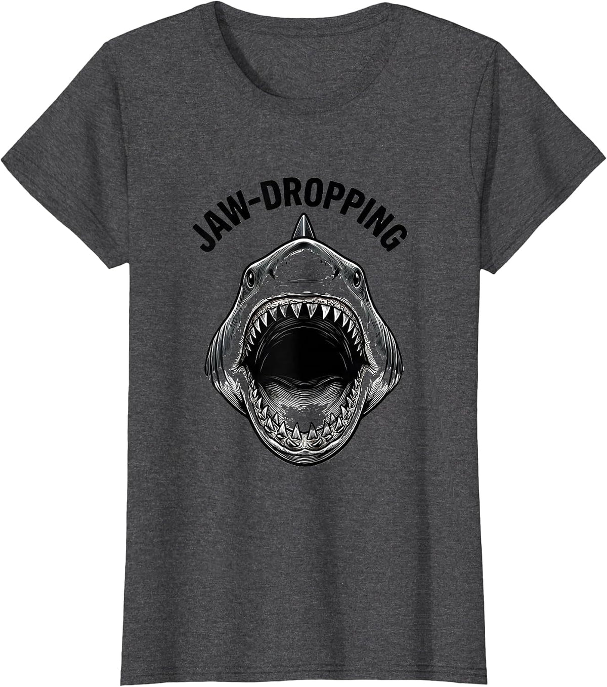 Women's Jaw-Dropping Funny Shark Jaw Halloween Costume T-Shirt - Dark Heather Grey
