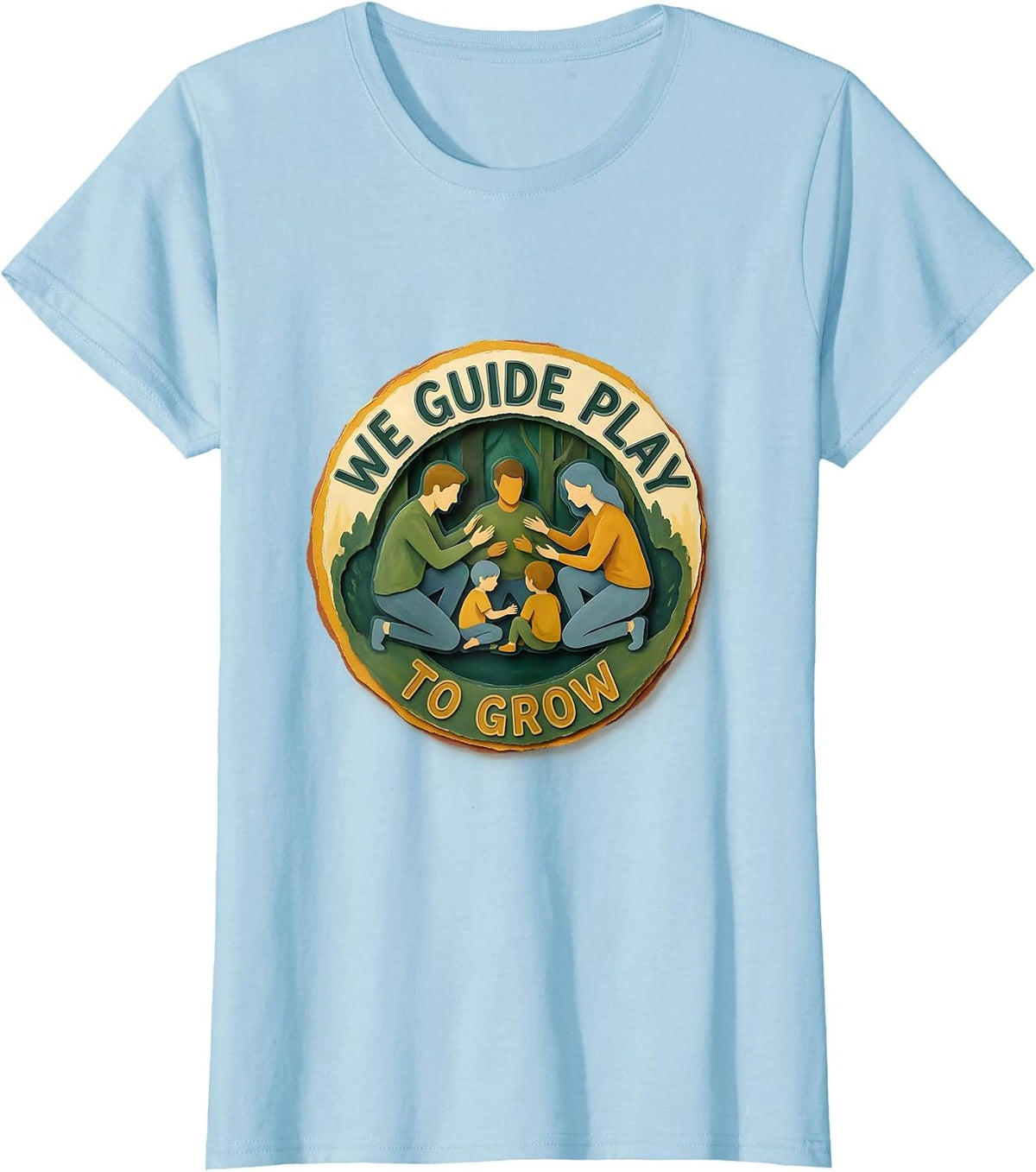 Women's We Guide Play To Grow Storybook Preschool Teacher Back To T-Shirt - Baby Blue