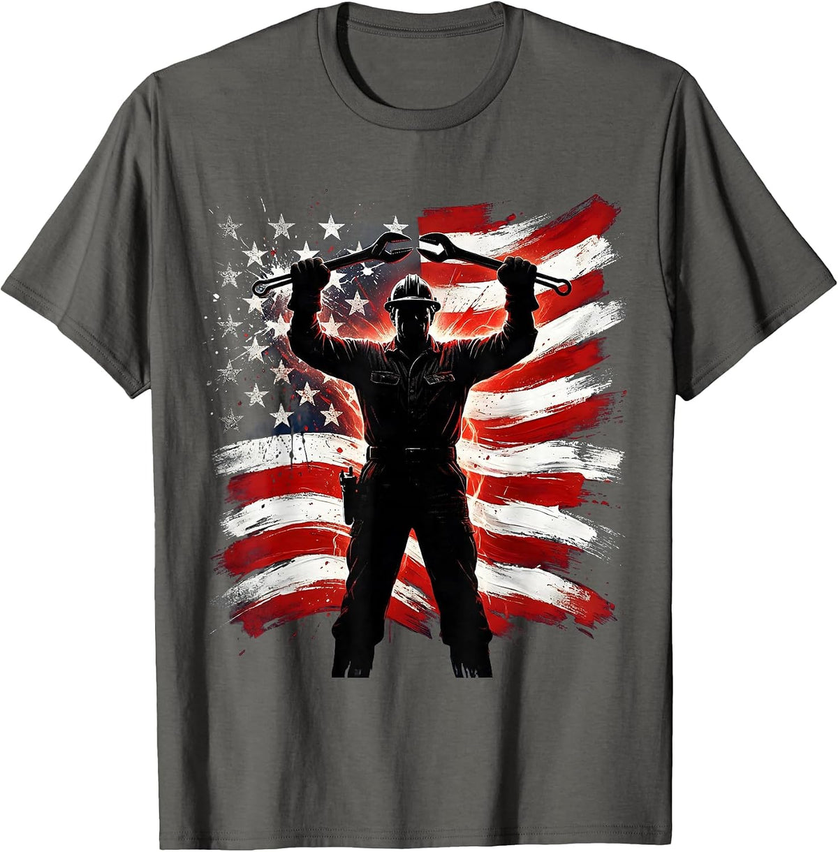 Men's True Patriot Steelworker Blazing Furnace Silhouette T-Shirt - Asphalt Grey