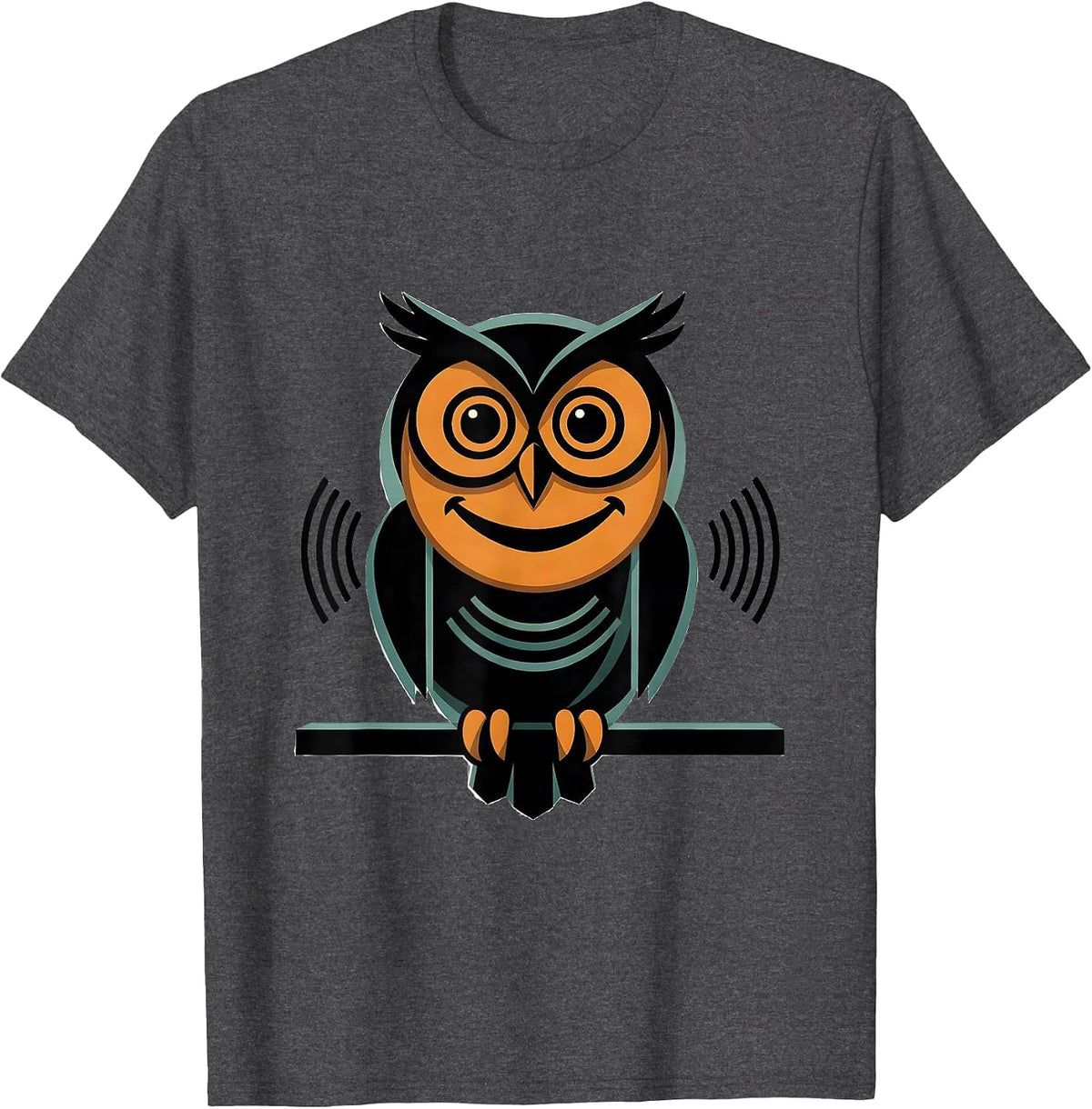 Men's Owl Comedy Mask Bird Lover Humor Animal Enthusiast T-Shirt - Dark Heather Grey