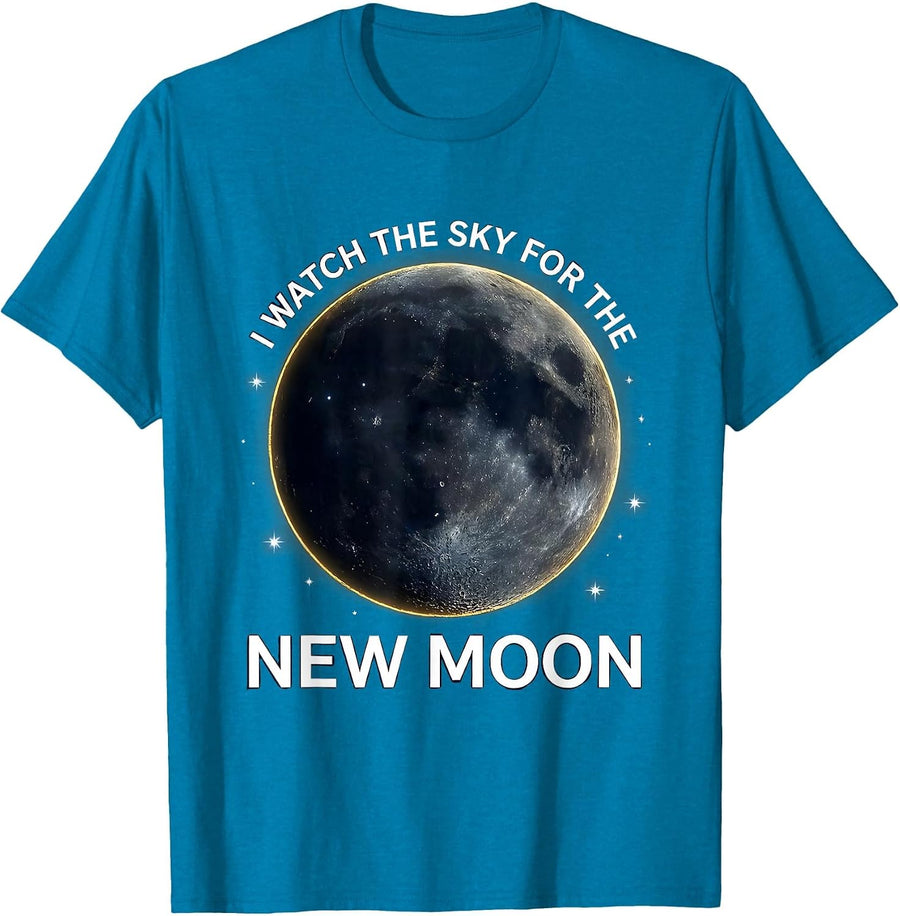 I Watch The Sky For The New Moon Cosmic Astronomy Lover T-Shirt - Sapphire Blue