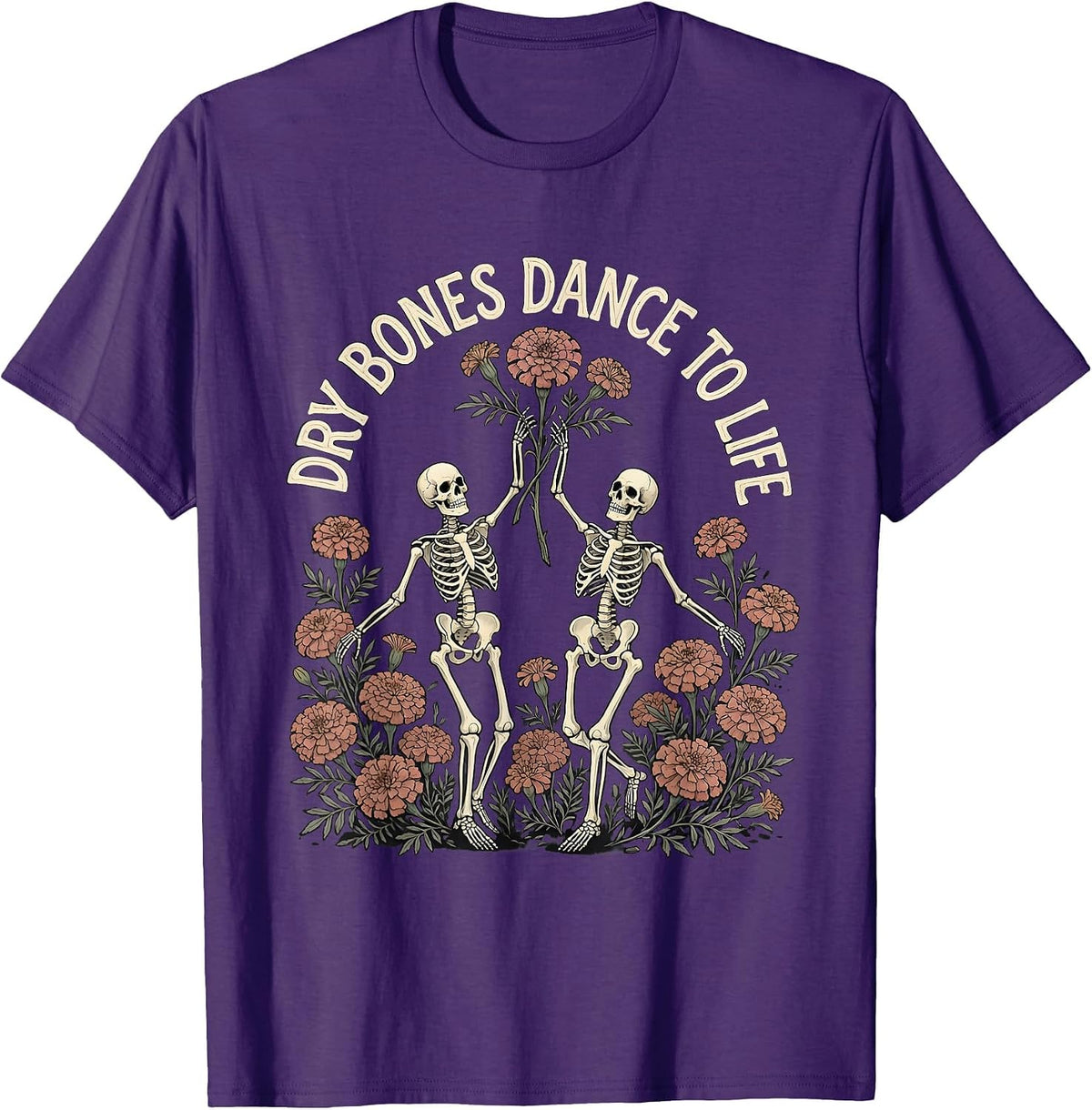 Dry Bones Dance To Life Faith Vintage Skeleton Humor T-Shirt - Purple