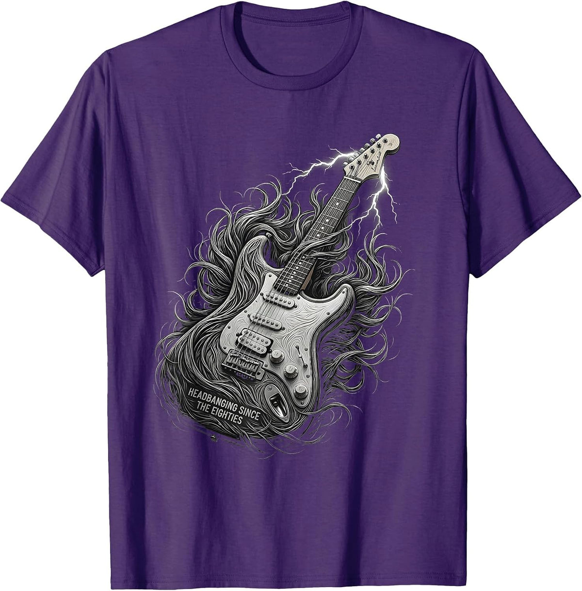 Men's Headbanging Since The Eighties 80s Rock Band Design T-Shirt - Purple