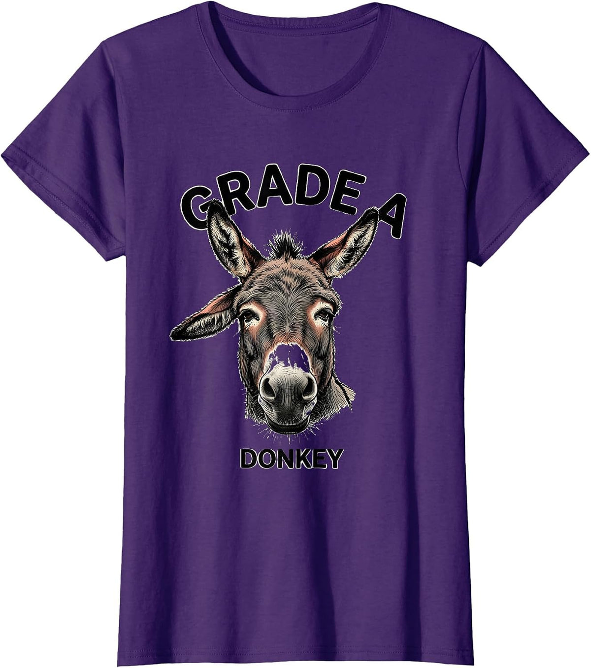 Women's Grade A Donkey Funny Farm Animal Humor Donkey Lover T-Shirt - Purple