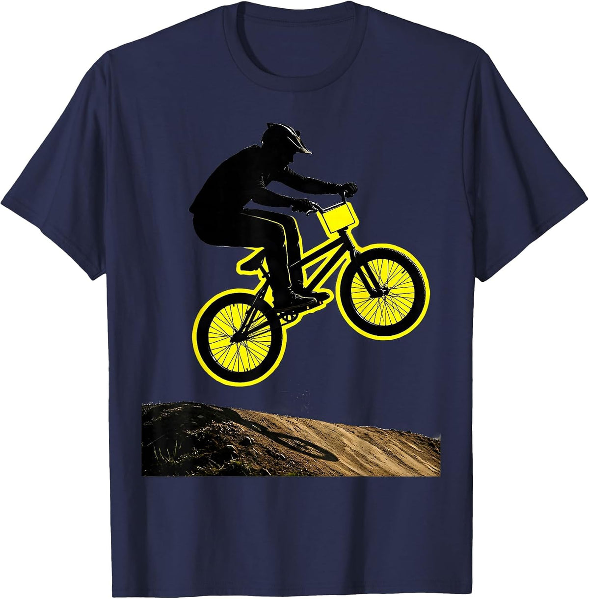BMX Rider Stencil Graphic Extreme Sports Bike Enthusiast T-Shirt - Navy Blue