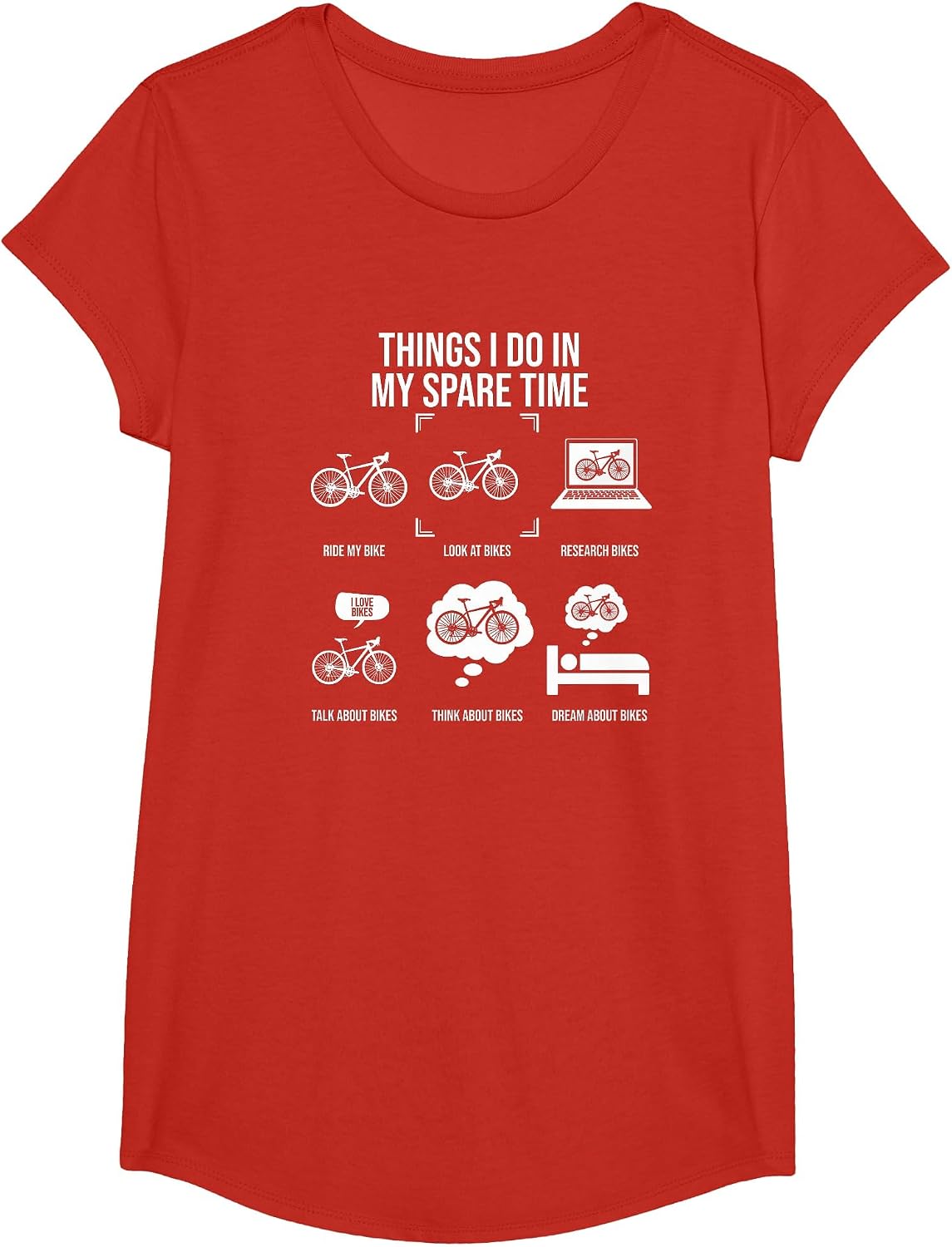 Things I Do in My Spare Time, Bicycle Cycling Lover T-Shirt - Girls Red