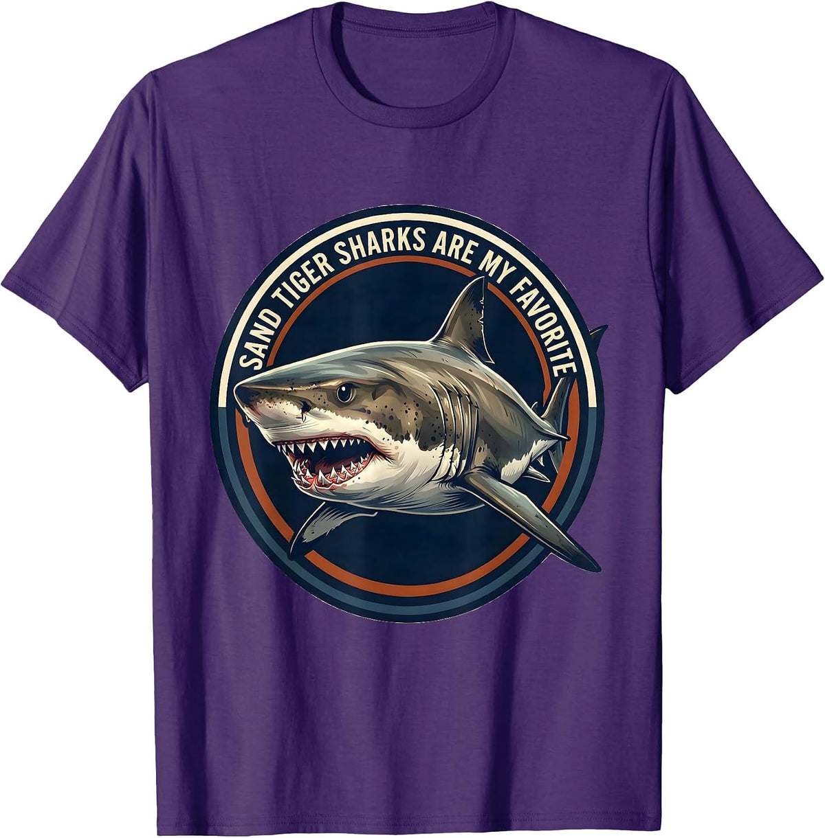 Men's Sand Tiger Sharks Are My Favorite Funny Ocean Animal Lover T-Shirt - Purple