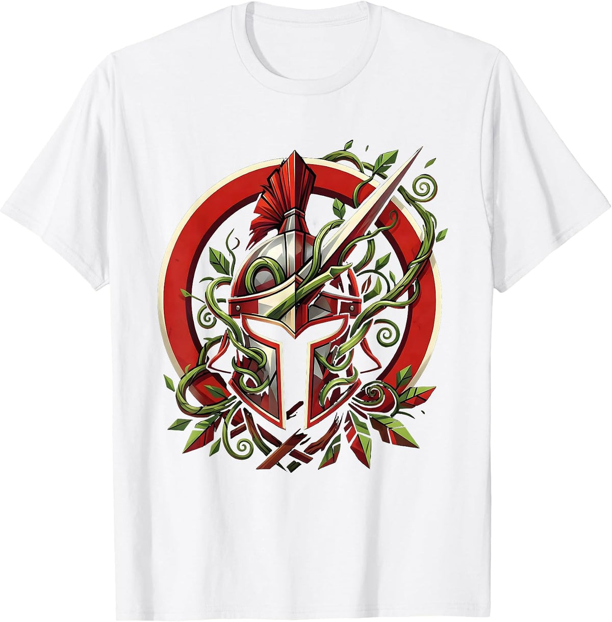Men's Conquistador Helmet Jungle Vines Mexican Art T-Shirt - White