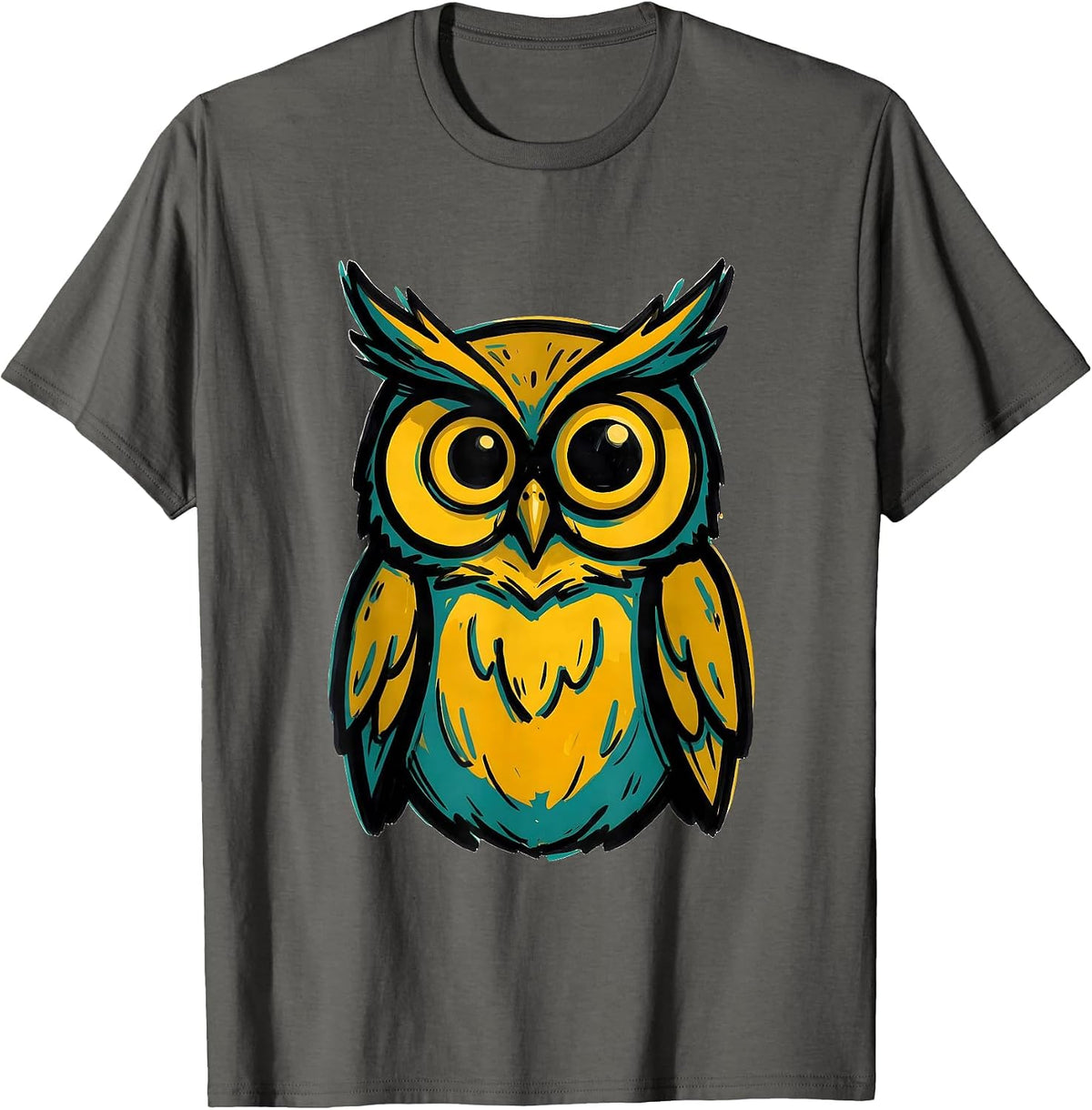 Men's Squat Owl Vintage Bird Lover Humor Graphic T-Shirt - Asphalt Grey
