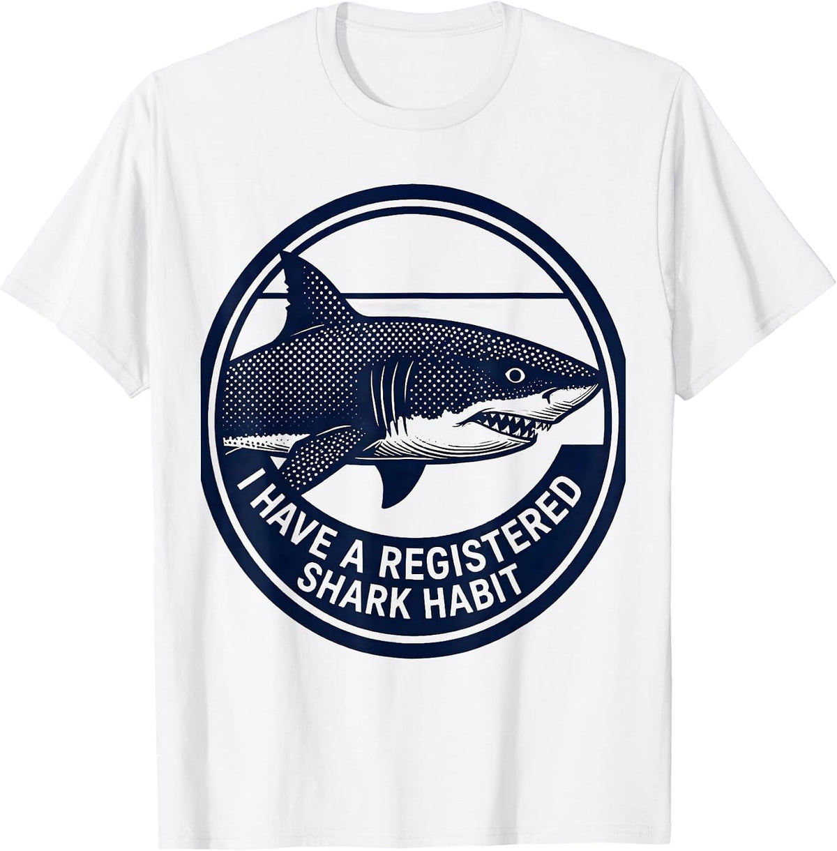 Men's I Have A Registered Shark Habit Funny Shark Lover Ocean T-Shirt - White