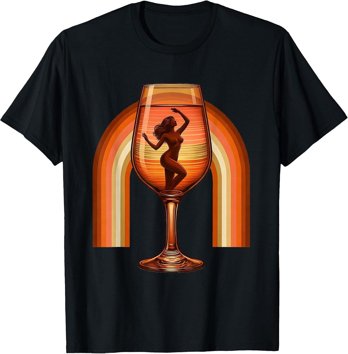 Men's Gigi Champagne Glass Silhouette Graphic Tee T-Shirt - Black