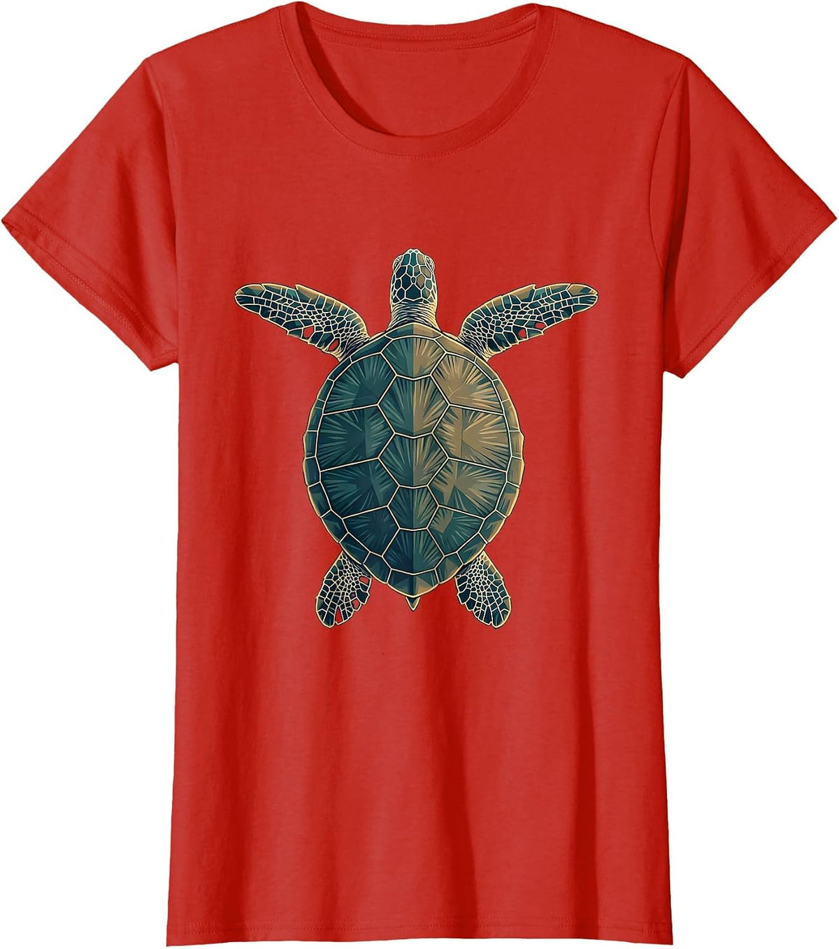 Sea Turtle Underwater View From Below Design T-Shirt - Red