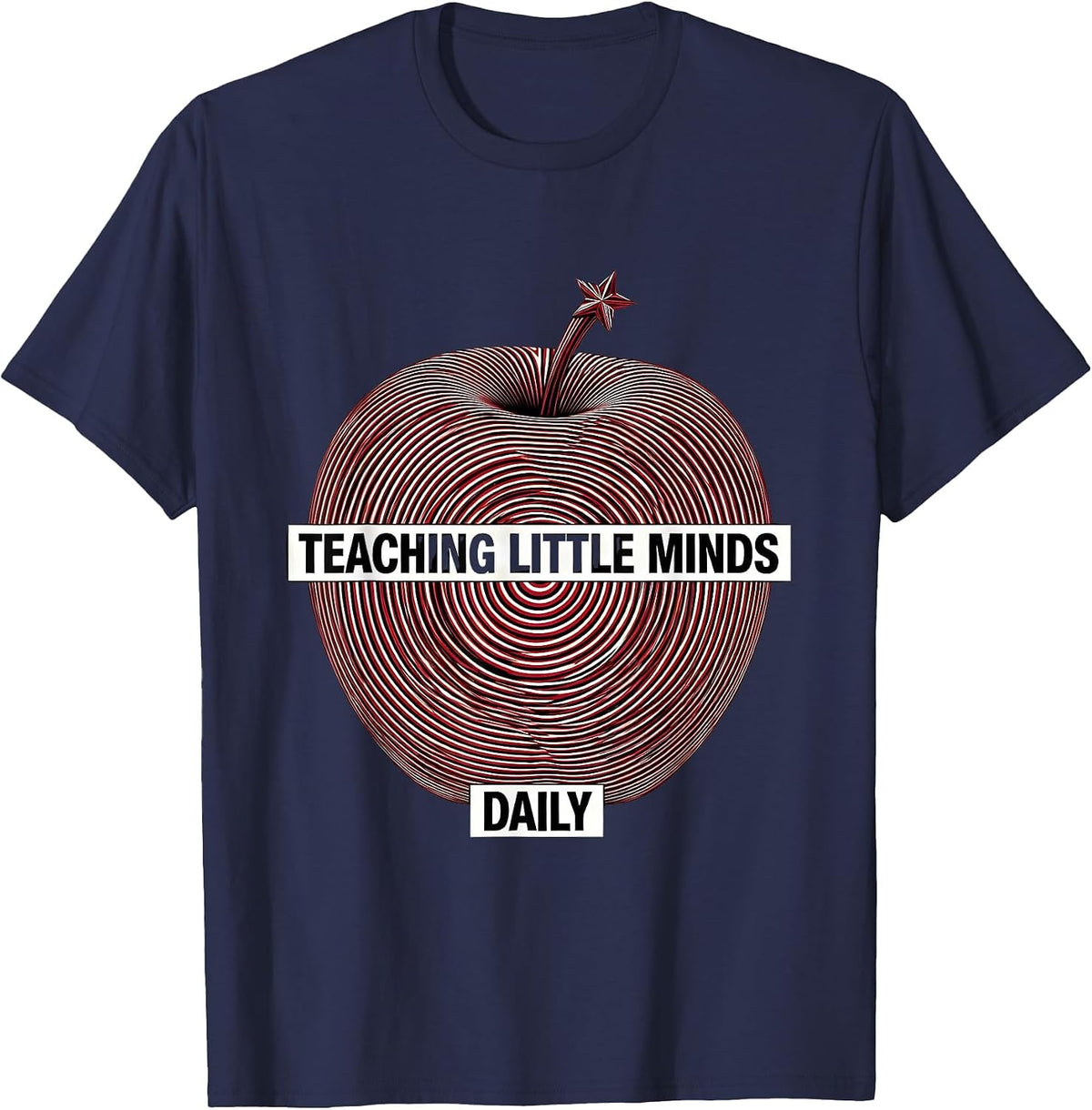 Teaching Little Minds Daily Elementary Teacher T-Shirt - Navy Blue