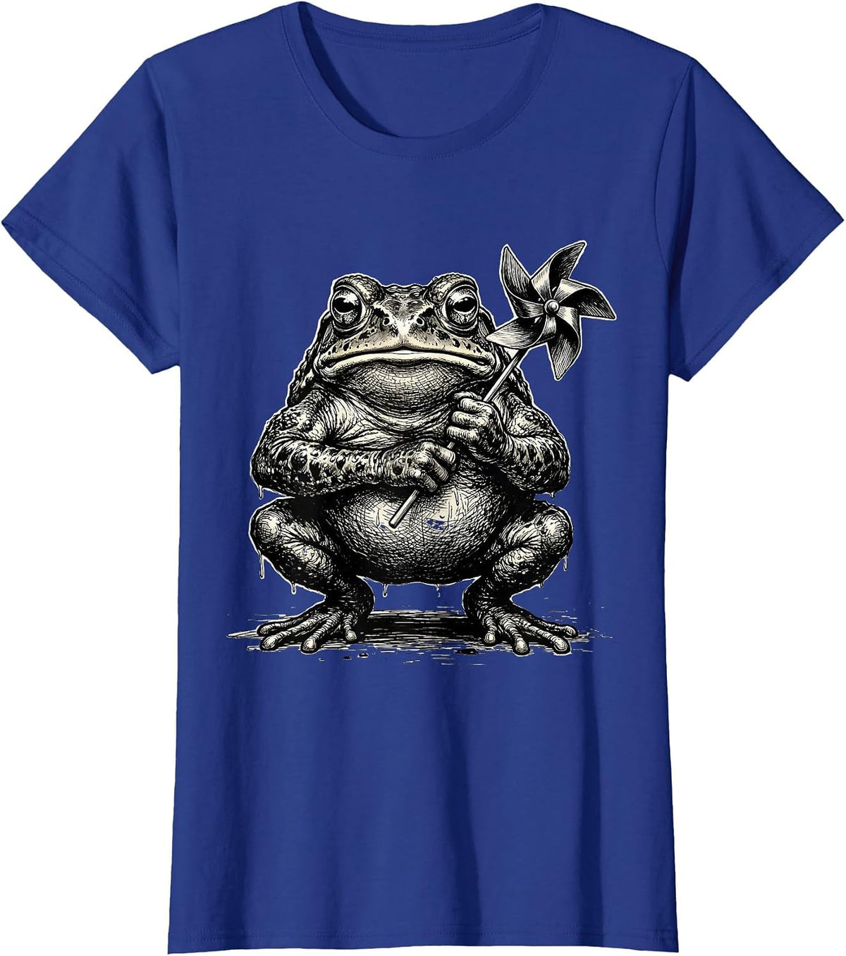 Women's Squat Toad Meme Absurdist Frog Lover Humor T-Shirt - Royal Blue