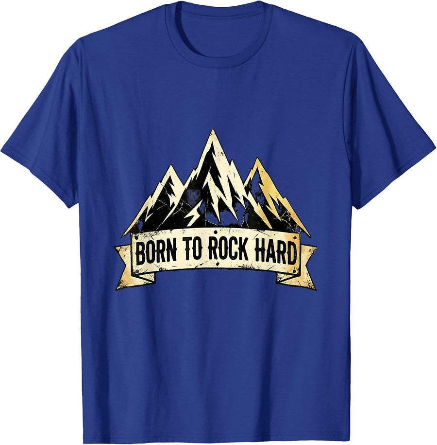 Born to Rock Hard Vintage Rock Music Design T-Shirt - Royal Blue