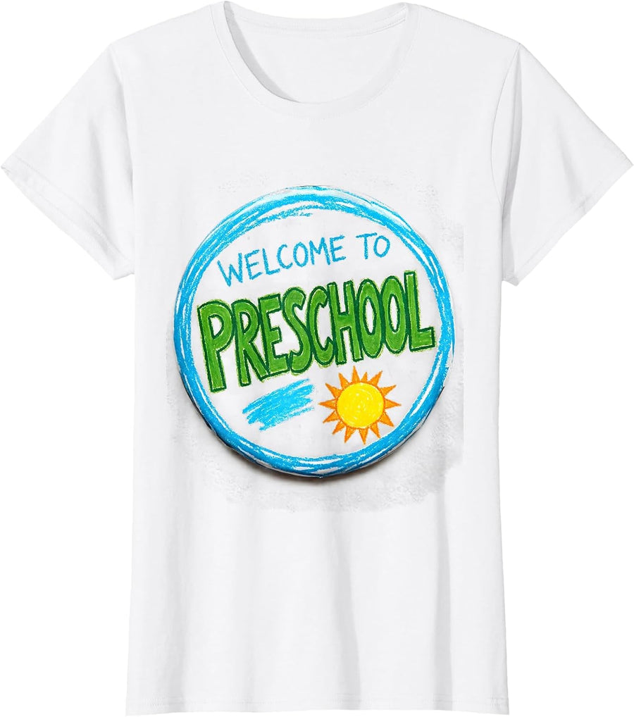 Women's Welcome To Preschool Naive Kidcore Preschool Teacher First T-Shirt - White