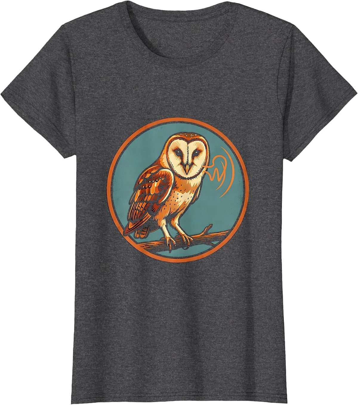 Women's Sealed Barn Owl Badge Eco-Friendly Bird Lover Novelty T-Shirt - Dark Heather Grey
