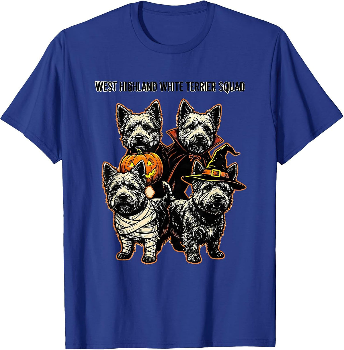 Men's West Highland White Terrier Squad Halloween Dog Owner T-Shirt - Royal Blue