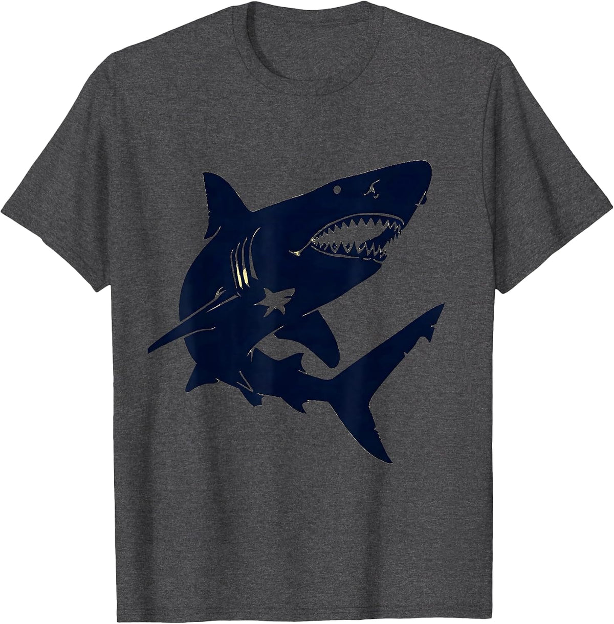 Men's Sawshark Silhouette Ocean Animal Lover Humor T-Shirt - Dark Heather Grey