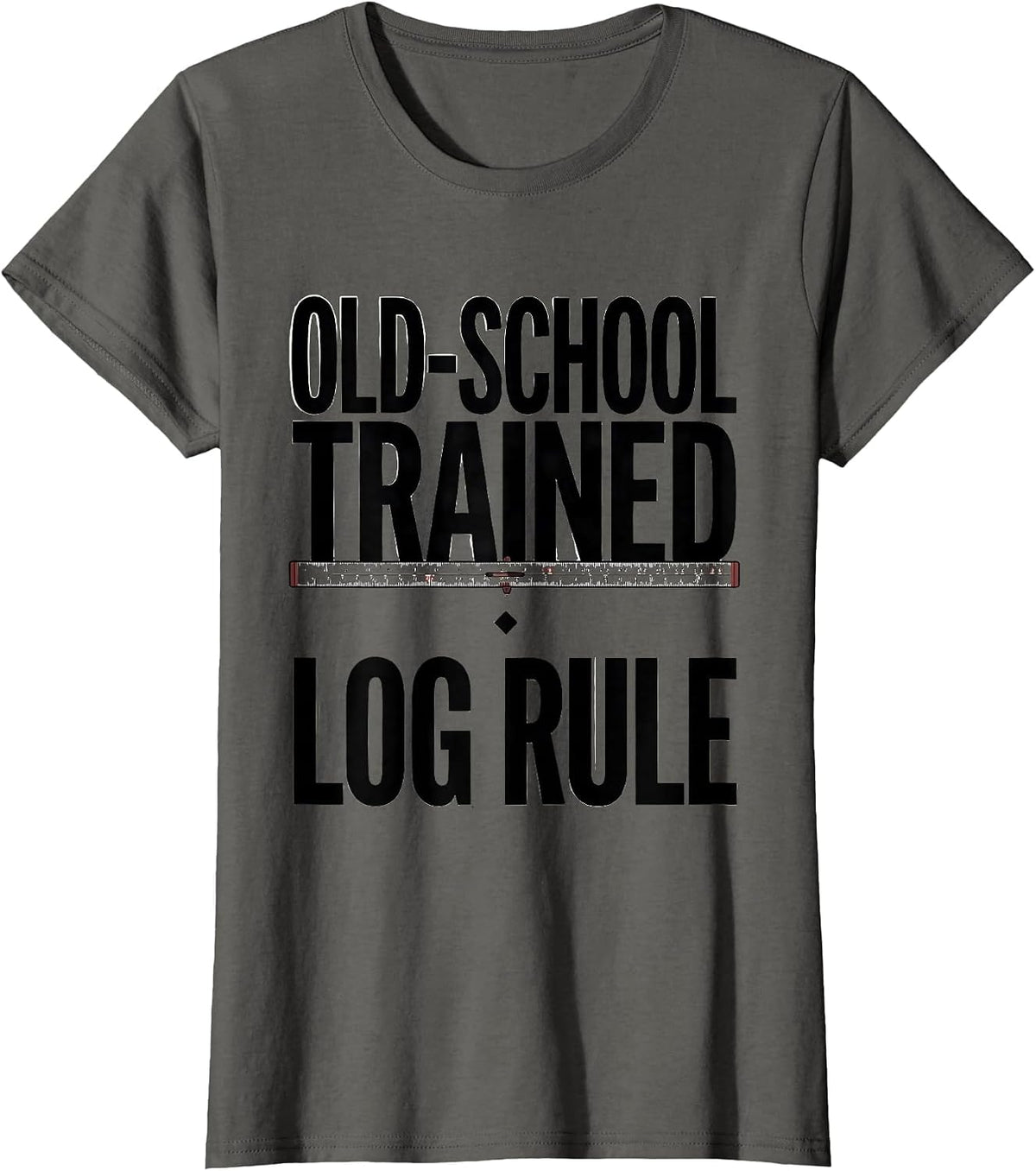 Women's Old-School Trained Log Rule Retro Mechanical Enthusiast T-Shirt - Asphalt Grey
